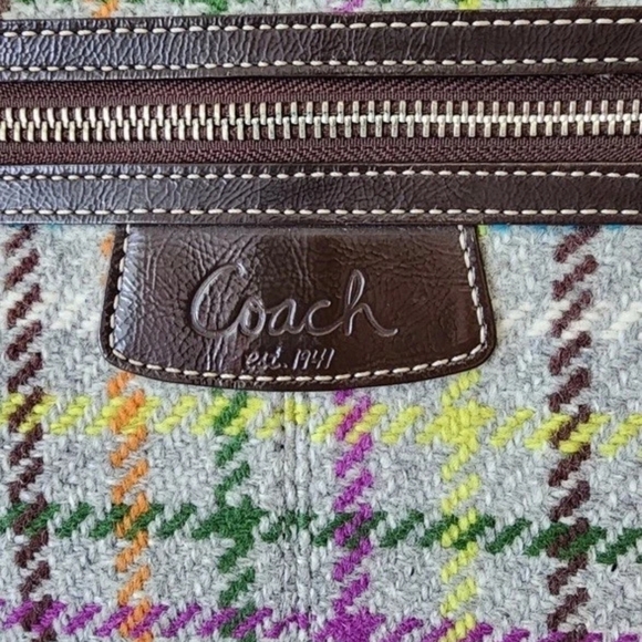 Coach Multicolor Plaid Tote Bag VINTAGE - Picture 2 of 15